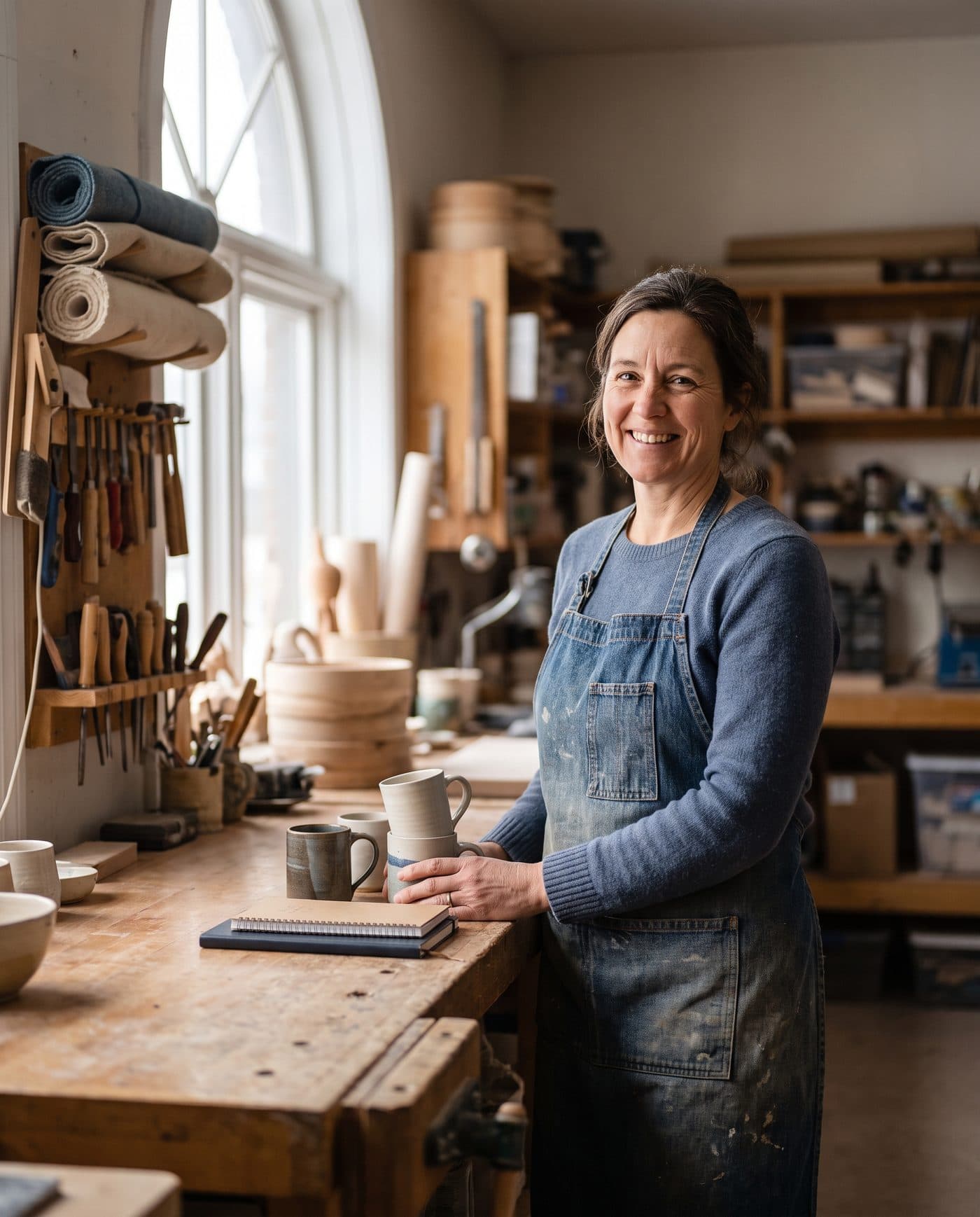 Une entrepreneure Québécoise dans son atelier