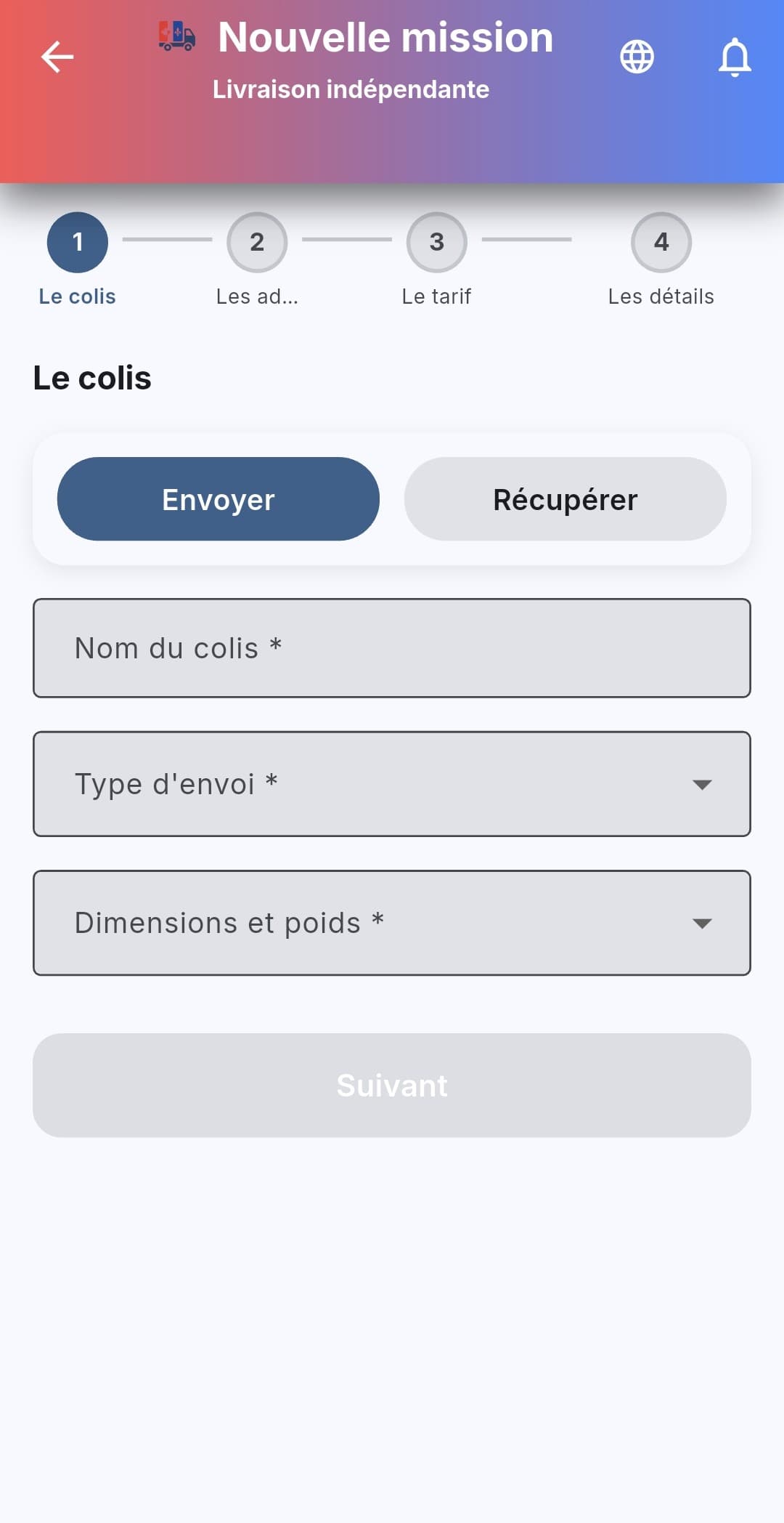 Wilsoft Go — Étape 1 : Le colis
